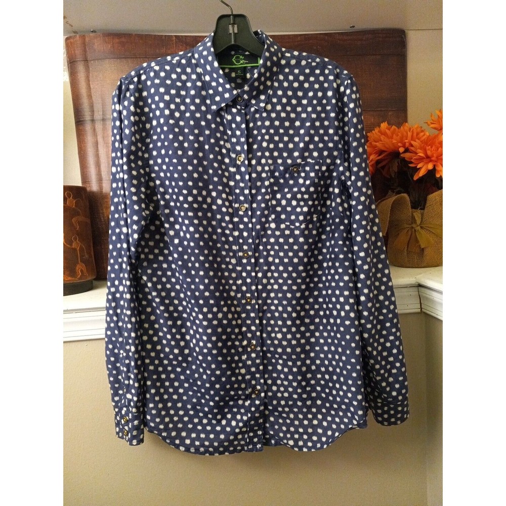 C. Wonder Womens Purple /white Long Sleeve Silk Blend Button Down Shirt Size S